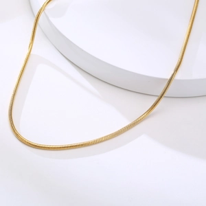 Round Snake Chain Necklace Stainless Steel 18K Gold Plated Minimalist Clavicle Chain Fashion Jewelry For Women