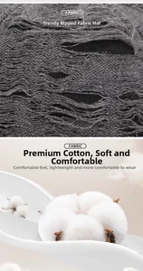 Close-up of distressed cotton fabric texture and soft cotton material for a knit beanie