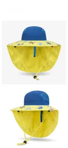 Détails du chapeau de soleil enfant avec maille respirante et protège-nuque dinosaure