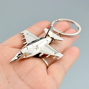 Zinc Alloy Fighter Jet Airplane Model Keychain Aviation Souvenir Hanging Ornament For Men Women Gold Silver Key Ring