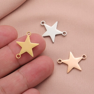 Star-shaped stainless steel charms in gold, silver, and rose gold with dual connector rings