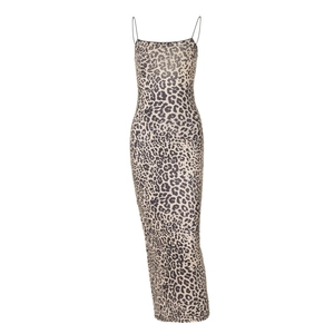 Leopardenmuster Maxi-Kleid mit schmaler Passform und elegantem Rückenausschnitt