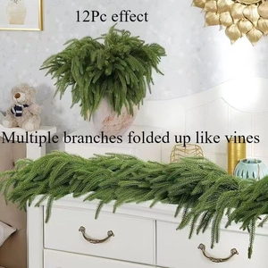 Realistic Norfolk pine branches set of 12 arranged as cascading vines in a home vase