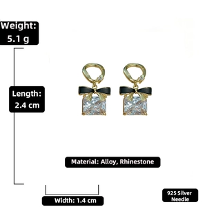 Spécifications de taille pour boucles d'oreilles nœud en strass avec tiges en argent 925