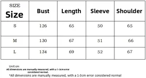 Detailed size chart with measurements for the oversize half-zip embroidered sweatshirt