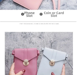 Internal view of the mini crossbody bag showing phone slot and card compartments