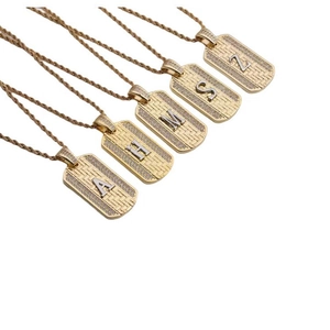 Hip Hop Initiale Alphabet Lettre Pendentif Collier Cuivre Micro Pavé Zircone Chaîne En Acier Inoxydable Bijoux