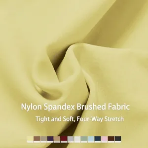 Brushed nylon spandex yoga tank top in cream yellow with 4-way stretch and soft texture