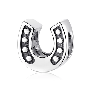 Horseshoe Charm Bead 925 Sterling Silver Oxidized Vintage U-Shape DIY Jewelry Making Bracelet Accessory For Women
