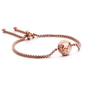 Rose gold Virgo zodiac pendant bracelet with adjustable chain and rhinestone star pattern