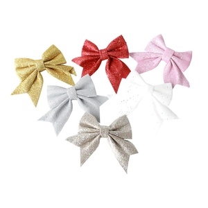Glitter Christmas bow set in multiple colors for tree decoration and gift wrapping