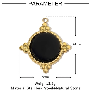 Technical drawing showing 24mm x 22mm dimensions for celestial gold-plated steel charm
