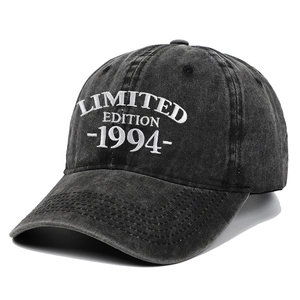 Charcoal grey washed cotton baseball cap with Limited Edition 1994 white embroidery