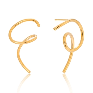 Unique 18K gold-plated stainless steel spiral butterfly earrings with irregular lines