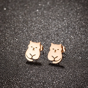 Minimalistische niedliche Katzenohrstecker aus Edelstahl für Damen in poliertem Roségold