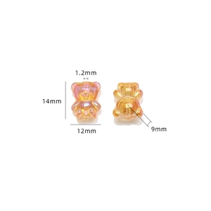 Translucent gold 3D bear crystal pendants with dimensions 12x14mm for DIY jewelry