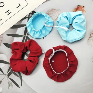 Red and blue elastic scrunchie drink covers with stretch fabric for glass protection