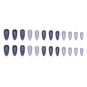 Set di 24 unghie finte a mandorla in viola polveroso sfumato con glitter brillanti