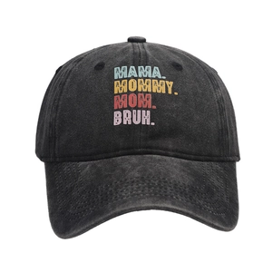 Casquette de baseball vintage noir délavé avec imprimé coloré Mama Mommy Mom Bruh