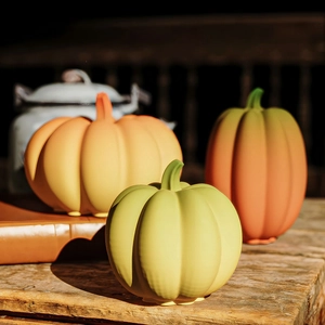 Three-piece pumpkin decorative set with matte texture for Halloween and autumn home decor