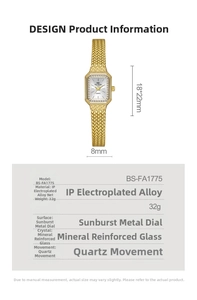 Detail view of gold square watch with crystal-encrusted octagonal bezel and sunray dial