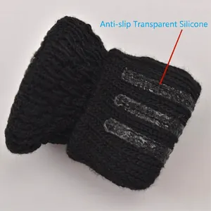 Knitted furniture leg socks with non-slip silicone strips for hardwood floor protection