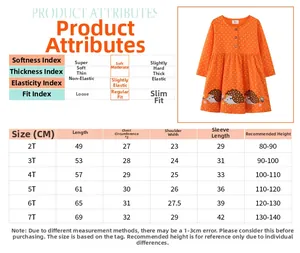 Detailed size chart for girls long sleeve unicorn dress with measurement instructions