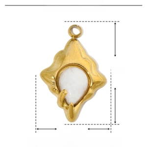 Technical drawing of golden sun pendant showing 20mm height and 13mm width dimensions