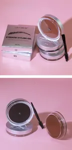 Detailed view of long-lasting eyebrow gel with dual-ended brush in 02 and 03 shades