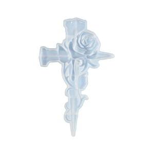 Molde de silicona de cruz con rosas para decoración de pared en resina DIY