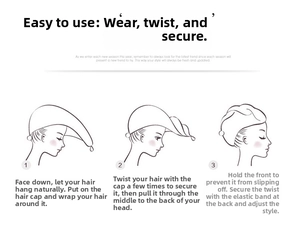 Three-step illustration guide for wearing the coral fleece quick-dry hair turban