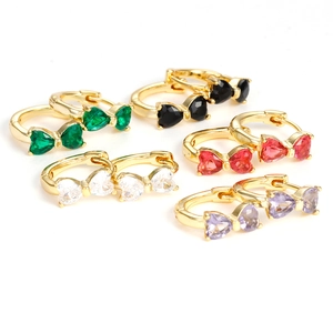 Elegant 18K gold plated bow earrings set with colorful zircon crystals in various colors