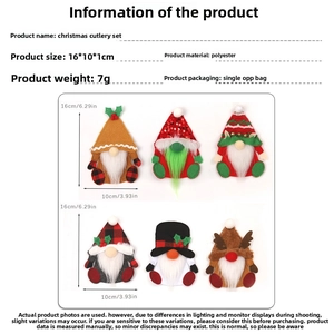 Detail view of gnome Christmas cutlery holder with specific dimensions 16x10cm