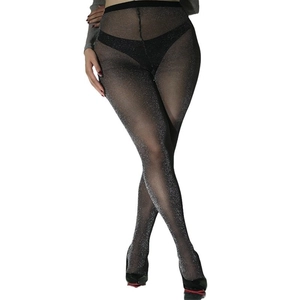 Luxurious black glitter velvet tights for women featuring a shimmering metallic finish