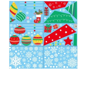 Christmas window decals set with colorful ornaments and snowflakes for glass decoration