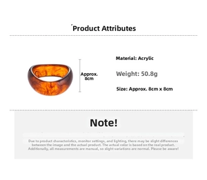 Macro detail of acrylic amber bangle with 8cm diameter and 50.8g weight specifications