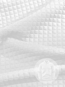 Close-up detail of white waffle knit fabric texture on men polo sweatshirt