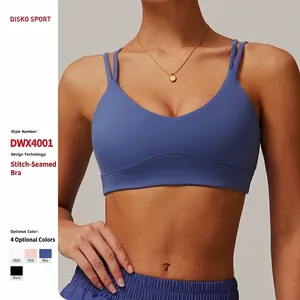 Soutien-Gorge De Sport Dos Croisé Pour Femmes Top De Yoga En Nylon Élasthanne Haute Élasticité Avec Coussinets Amovibles Respirant
