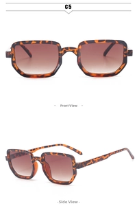 Front and side views of vintage tortoiseshell square sunglasses with gradient brown lenses