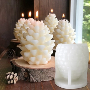 3D pine cone silicone mold for DIY Christmas scented candles with realistic textures