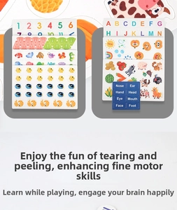 Educational stickers with numbers, letters and animals for toddlers' busy books