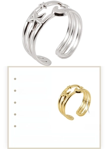 Details des verstellbaren Stern-Mond-Rings aus goldfarbenem Edelstahl mit 8,3 mm Breite