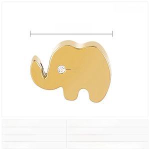Detailed specs of a 10x15mm golden stainless steel elephant pendant with rhinestone eye