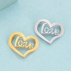 Pendentif Cœur Acier Inoxydable Creux Love Lettre Design Accessoires Fabrication Bijoux DIY Tendance Pour Collier