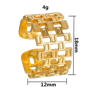 Minimalist gold plated hollow square pattern open ring for women with 18mm height