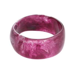 Exaggerated resin geometric bangle with dark purple marble pattern and artistic finish