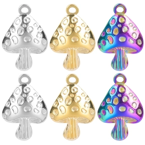 Mushroom Pendant Necklace Stainless Steel Jewelry Accessory Colorful Vacuum Plated Polka Dot For Women Girls