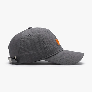 Dark grey quick-dry plaid baseball cap with orange embroidery for outdoor sports