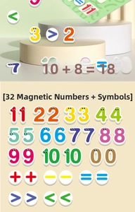 Dettaglio di 32 numeri magnetici e simboli matematici per giocattolo educativo