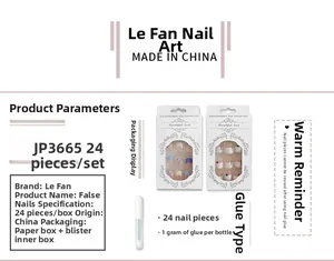 Kit de faux ongles carrés courts avec 24 pièces et colle au style French blanc JP3665